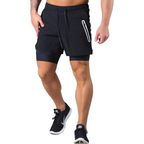 New running shorts summer mens gym fitness bodybuilding training quick-drying shorts mens jogging running sports 2-in-1 shorts