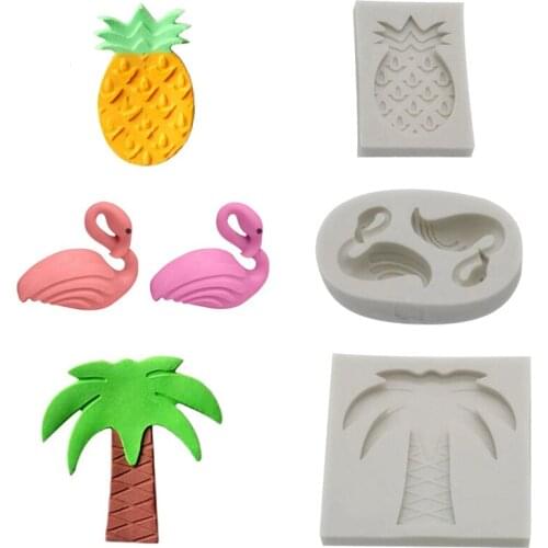 Pineapple Flamingo Coco Tree Silicone Mold Fondant Cake Decorating Tools Candy Chocolate Gumpaste Mold