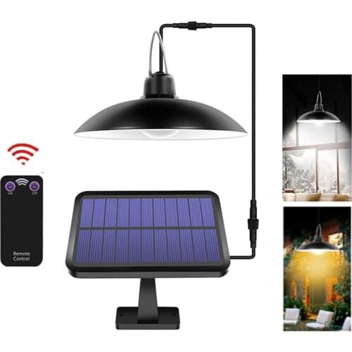 LED Solar Shed Lights, Solar Pendant Lights Outdoor Indoor with Remote Control Waterproof Solar Hanging Lamp with 3M Exten cord