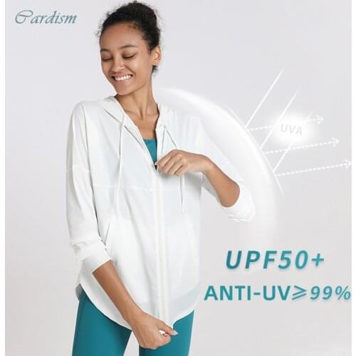 Cardism Long Sleeve Womens Jacket Sports Top Yoga Anti-UV 2021 Hooded Anti-UV Sunscreen Jacket For Fitness Clothing Woman