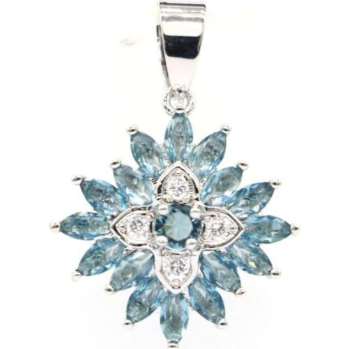 30x21mm Dazzling Star Shape Created London Blue Topaz CZ Womans Jewelry Making Silver Pendant