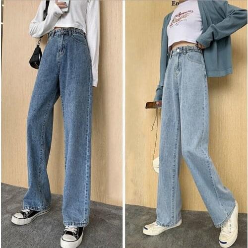 Woman Jeans High Waist Clothes Wide Leg Denim Clothing Blue Streetwear Vintage Quality 2020 Fashion Harajuku Straight Pants