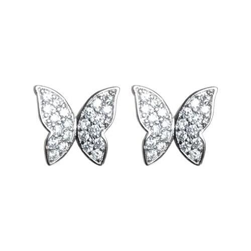 New Cute Butterfly Full Zircon Stud Earrings For Women Pendientes Jewelry Personality Girls Brincos SAE33