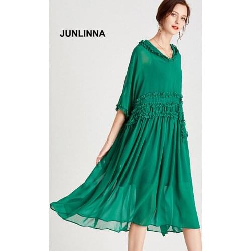 Georgette Chiffon Dress 2021 Fashion New Fungus Panelled Loose Dresses Have Hat with Inner Pure Colour Plus Size Vestidos