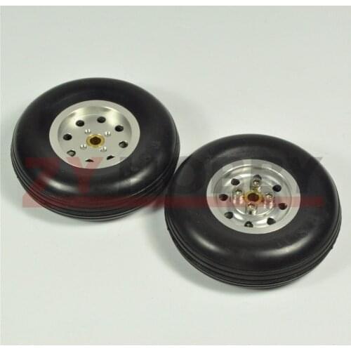 1 Pair 4inch Solid Rubber Wheels with Alu Hub For RC Airplane H28mm NEW