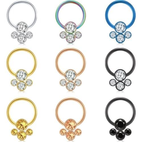 16G 1PC Nose Ring CZ Flower Clear Crystal Nose Rings Stud Hoop-Sparkly Crystal Nose Ring Piercing Body Jewelry