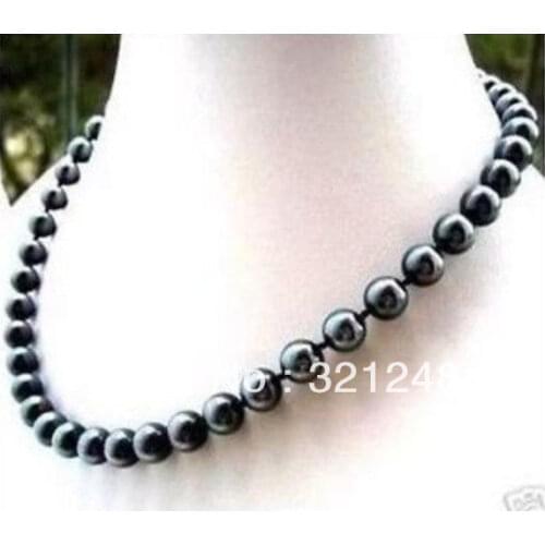 10mm black south sea shell semi-precious natural high grade women necklace party gifts jewelry making 18inch GE4515