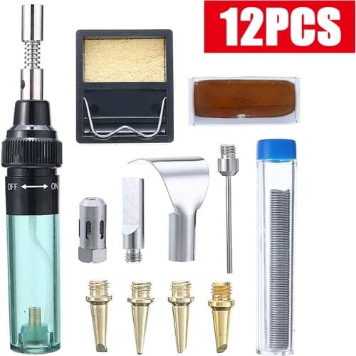 12pcs Butane Gas Soldering Iron Pen Electric Gas Welder DIY Butane Gas Gun Torch Welding Tool Kit