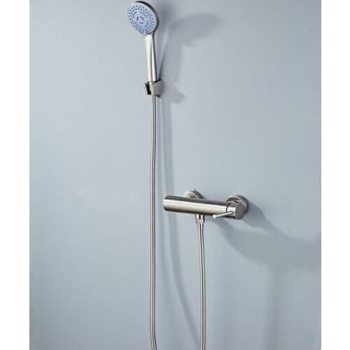 304 Stainless Steel shower Faucet Set Single Handle Bathroom Mixer Taps Wall Mounted Hot And Cold Water Tap With Shower Head