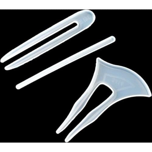 3Pcs Clear Hairpin Molds Hair Stick Silicone Molds Headdress Hair Pin Epoxy Resin Casting Mold Jewelry Making DIY Craft
