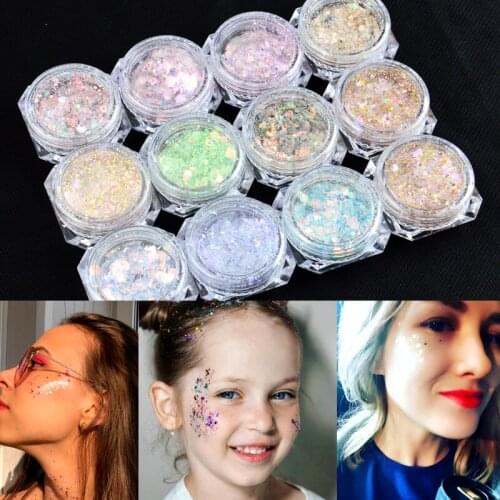 1 Box Nail Art Mermaid Glitter Flakes Sparkly 3D Hexagon Sequins Spangles Polish Powder Dust Manicure DIY Eye shadow powder