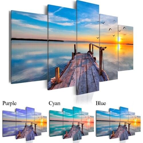 5 Piece Canvas Beach Sunset Posters Prints Wall Art Home Decor Canvas Paintings Wall Decorations Home Office Artwork No Frame