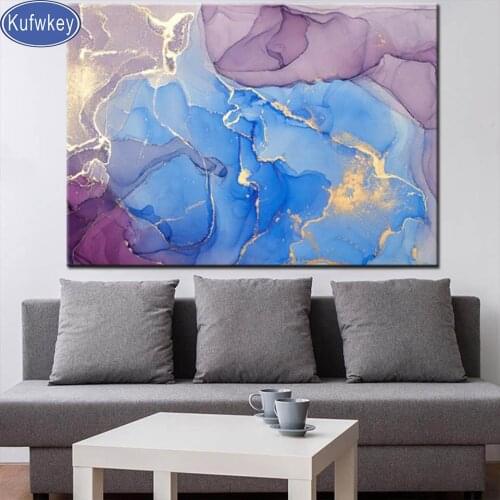 Abstract Gold Blue Marble Texture 5d diy handcraft diamond painting mosaic full embroidery diamond picture full round drill art