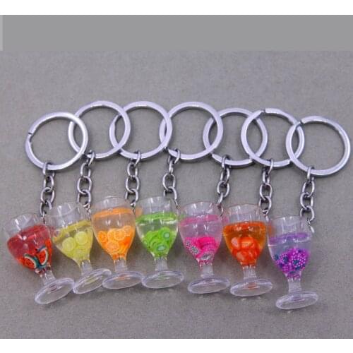 Acrylic Goblet Cute Simulation Mini Goblet Keychain Drink Fruit Juice Keyring Backpack Pendant Women Girl Men Key Chain Trinket