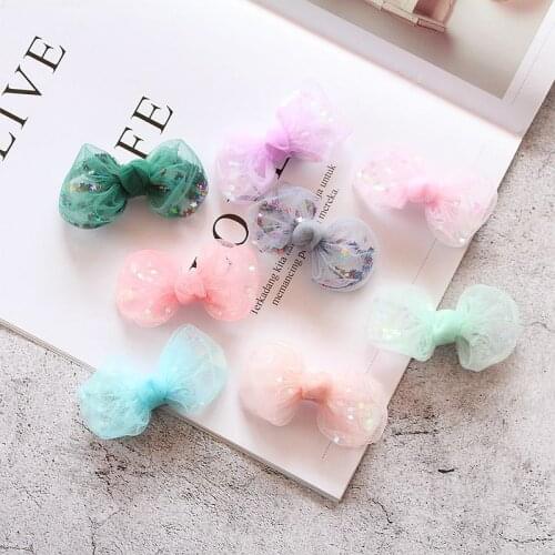 Boutique 24pcs Fashion Cute Glitter Star Bowknot Hairpins Solid Gauze Bow Hair Clips Princess Headwear Hair Accessories