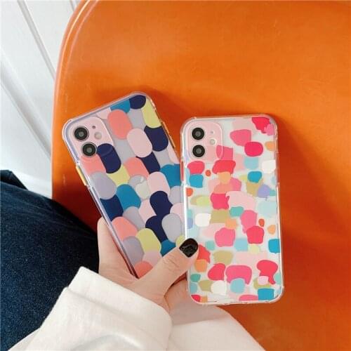 Spotted Graffiti Phone Case For iPhone 12 11 Pro Max MINI X XS XR 7 8 Plus SE 2020 Transparent Protect With Colorful Spot