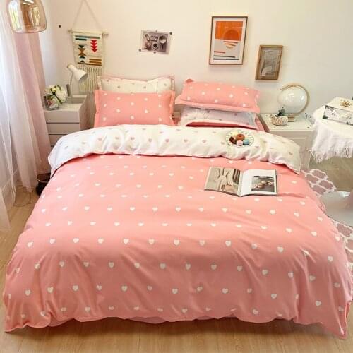 Girlish Style Heart Pattern Duvet Cover Set 200x230 Pillowcase 3Pcs，220x240 Quilt Cover，Extra Large，Pink Bedding Set