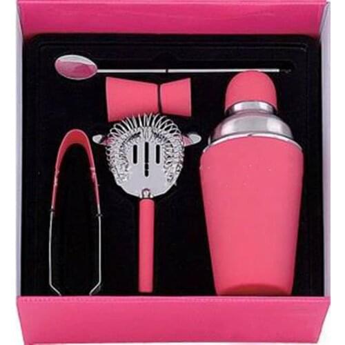 [ Fly Eagle ] 130Lots Stainless Steel Manhattan Cocktail Shaker Set Cocktail Drinks Bar Set Pink