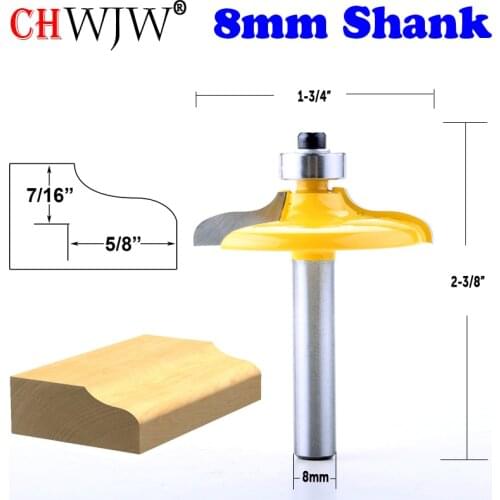 CHWJW 1PC 8mm Shank Ogee Euro Style Door Front Edging Router Bit Trimming Wood Milling Cutter for Woodwork Cutter Power Tools