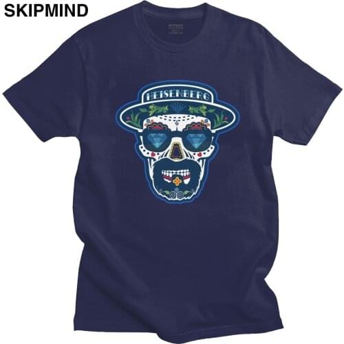 Funny Heisenberg De Los Muertos T Shirt for Men Round Neck Short Sleeve Mexican Skull T-shirt Casual Cotton Graphic Tee Top Gift