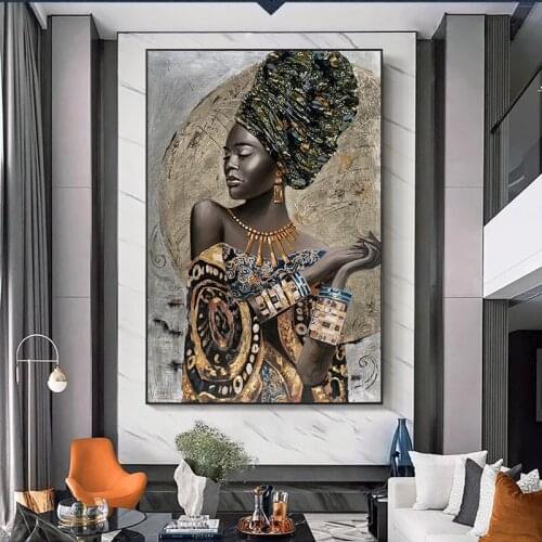 Graffiti Art African Black Woman Posters And Prints Abstract African Girl Canvas Paintings On The Wall Art Pictures Wall Decor