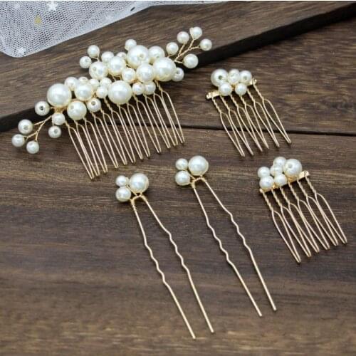 1 Set New Diverse Bridal Hair Combs Fashion Girl Pearl Comb Wedding Handmade Headwear Women Hairpin Hair Accessories Hair Comb