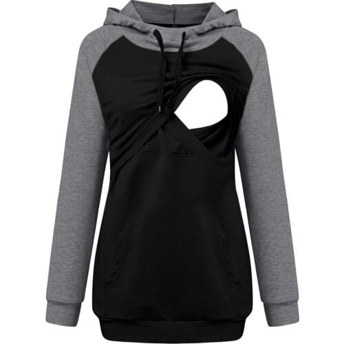 Breastfeeding Clothes For Pregnant Women Hoodies Pullover Sweatshirts Maternity Womens Clothing Long Sleeve Hooded Nursing Tops