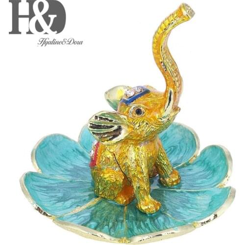 H&D Good Luck Elephant Jewelry Ring Holder, Jewelry Stand,Ring Dish Holder for Engagement Wedding Trinket Trays Ring Display