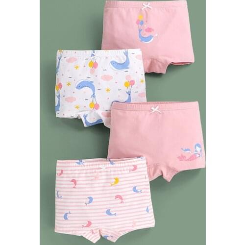 4 Pcs/Pack Shorts for Girls Children Cotton Underwear Cartoon Printing Panties Kids Short Panties Girl Underpants Size 2T-10T