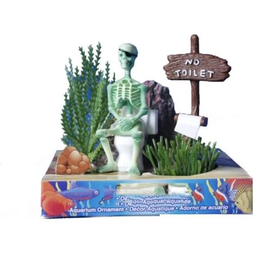 HONGYI 1 Piece Hot Aquarium Decoration Skeleton on Toilet Fish Tank Ornament Decor for Aquarium Tank D5 Great Gift