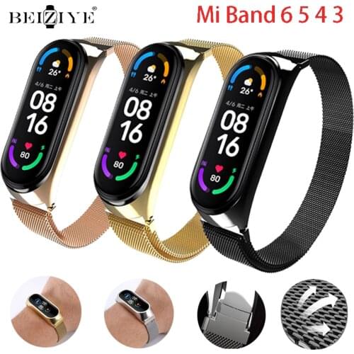 Stainless Steel Milanese Loop For Xiaomi mi band 6 5 Bracelet Wristband Replacement Strap For MiBand 6 5 4 3 Bracelet Watchband