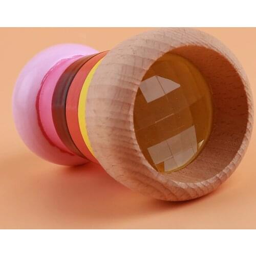Mini Kaleidoscope Rainbow Wooden Toys Children Cute Magical Bee Eye Effect Polygon Prism Toy