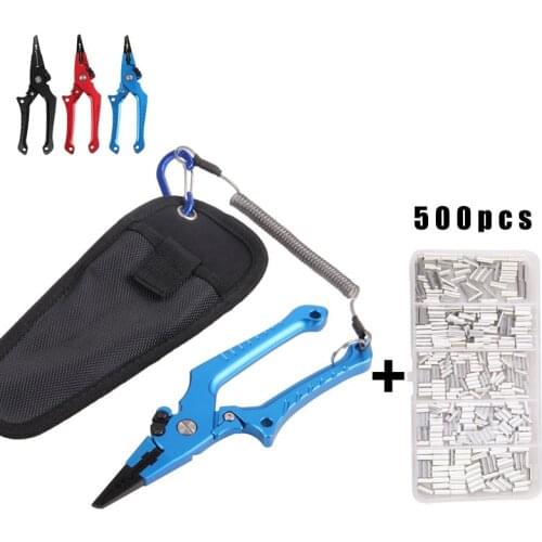 Multifunctional Stainless steel Fishing Pliers for Split Rings Cutter Fish Gripper Tackle with Sheath&Retractable Tether