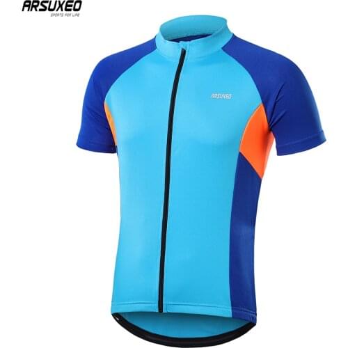 ARSUXEO Mens Cycling Jersey Short Sleeves Breathable Quick Dry Mountain Bicycle Shirts MTB Tops Bike Shirt Clothing Reflective