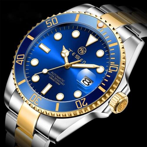 TESEN Brand Men Watches Automatic Mechanical ST2130 Movement Sapphire Men Stainless Steel Waterproof Business Mechanical Wristwa