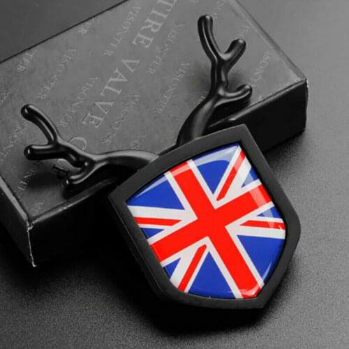 Black Union Jack UK Flag Car Trunk Rear Fender Emblems Badge Decal Stickers ABS