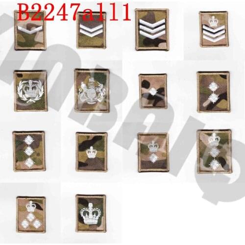 Embroidery Patch White Design British Army Multicam MTP Rank
