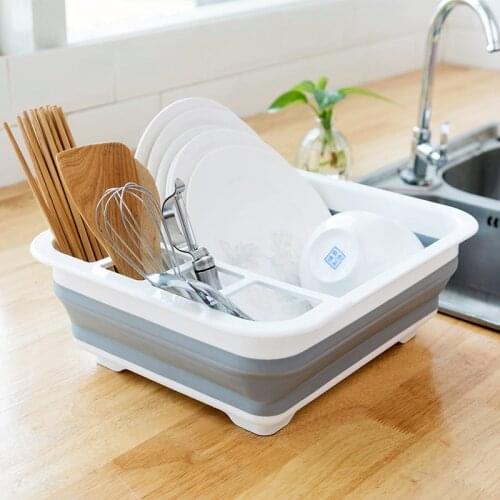 Foldable Dish Rack Kitchen Storage Holder Drainer Bowl Tableware Plate Portable Drying Rack Home Dinnerware Organizer mx11081110