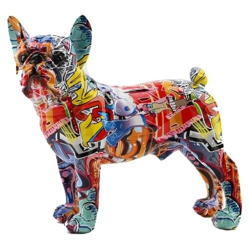 Nordic Resin Painted French Bulldog Figurine Home Decoration Sculpture Modern Art Decorative Statue Living Room Bedroom Decor