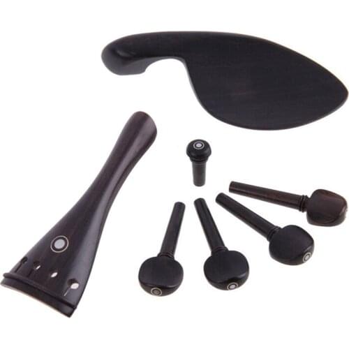 New 1set 7 Ebony 4/4 Violin Tailpiece Endpin 4 Pegs Chinrest Pegs Violin Parts