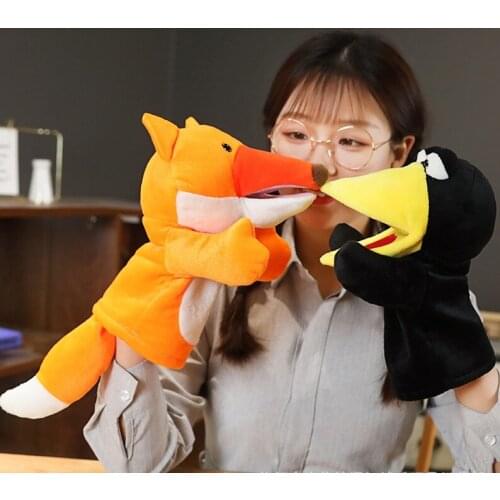New creative cartoon animal hand puppet lifelike favorite Fox crow soft Early education props good quality kids birthday gift