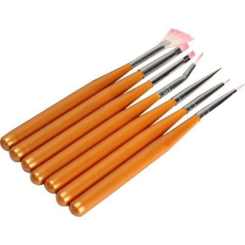 New 7Pcs Professional Nail Art Decorations Brush Set Tools Nail Paint Design Pen Tools UV Gel Nail Polish -5