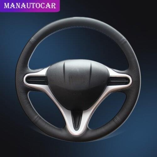 Braid On The Steering Wheel Cover for Honda Fit 2009-2013 City Jazz Insight 2010-2014 DIY Auto Wheel Cover Interior Accessories