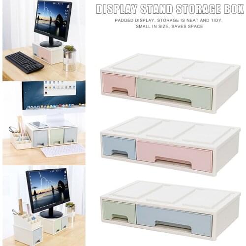 LCD Monitor Stand Holder Bracket with Office Drawer Storage Box Organizer for Desktop UY8