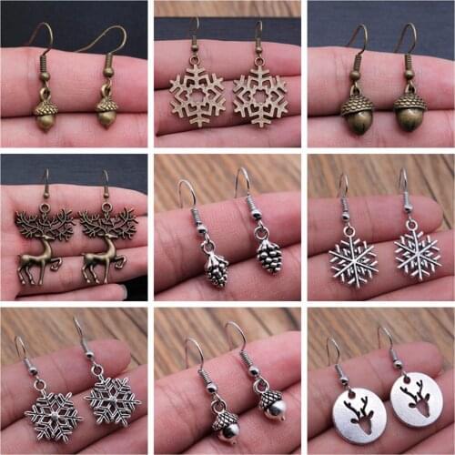 2 Pairs stub earring Christmas Snowflake earrings fashion fashion hot sale earrings long earrings for men hoops