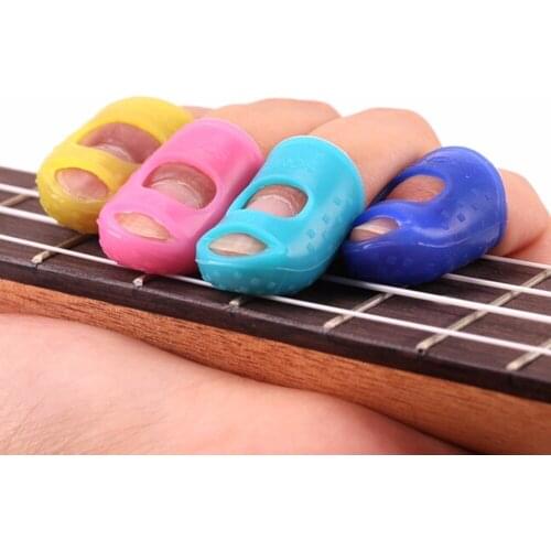 Silicone Fingertip Protector Fingerstall Guitar String Finger Guard Left Hand Against The Press Sore Finger Ballad Guitar S/M/L