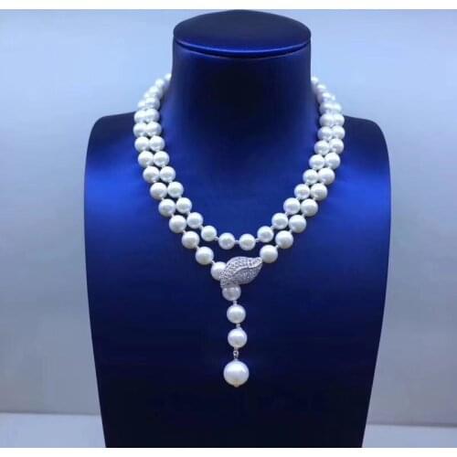 Sinya Sweater chain Round Natural pearls strand long necklace Women Girls Mum lover newest gift Double-deck Pearl chocker