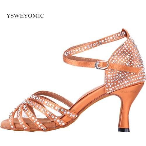 Dance Shoes 2021 Women Professional Quality Wholesale Price Customized Heel 7cm Comfortable Ballroom Salsa Bachata Dance Shoes