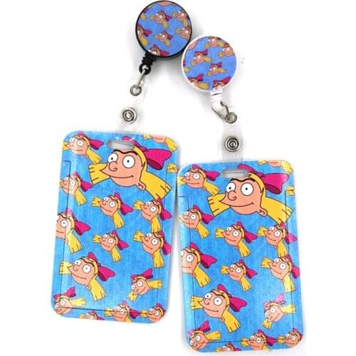 Funny Cartoon Character girl Cartoon Cute Credit Card Holder Lanyard Women Men Kid Student Retractable Badge Reel ID Name Bus