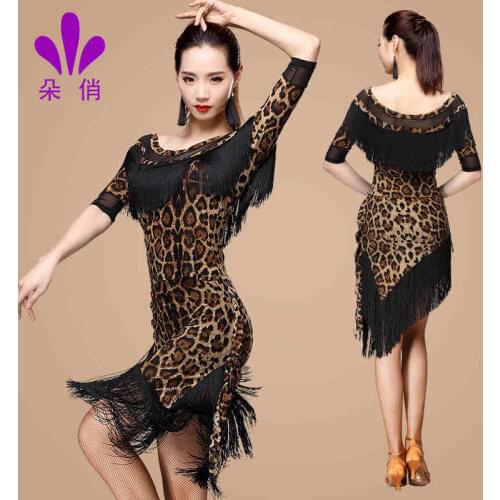 Leopard latin dress modern dance costume samba latin dance costume Latin dance dresses for women tango dance dresses Tops+Skirt